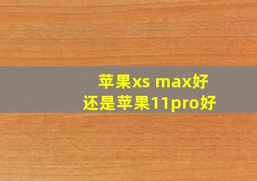 苹果xs max好还是苹果11pro好